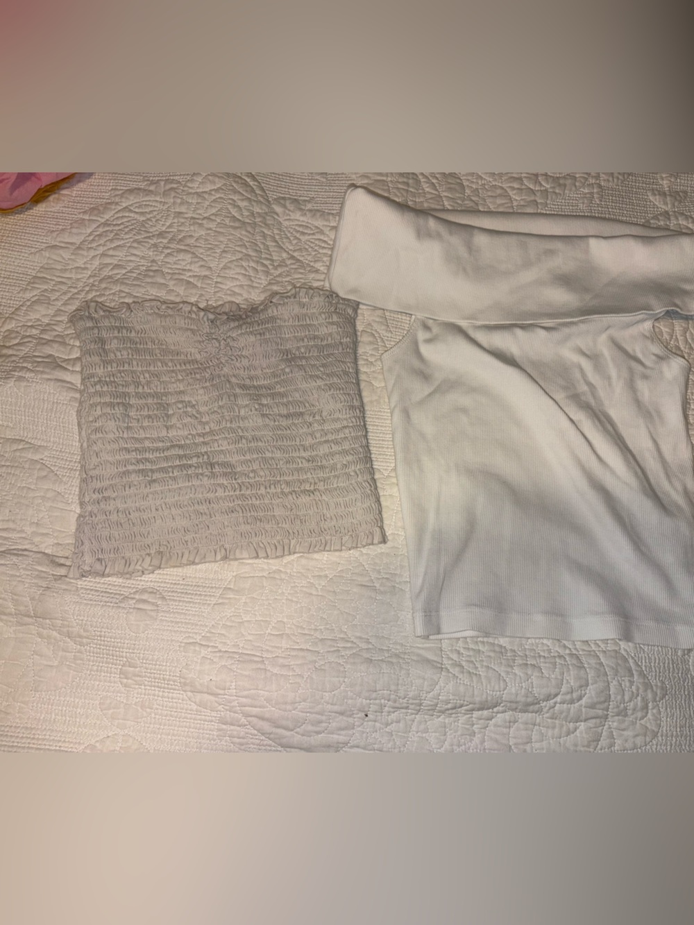 White Off-Shoulder Top and Smocked Tube Top Set